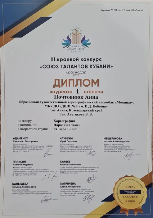 "СОЮЗ ТАЛАНТОВ КУБАНИ -2024"