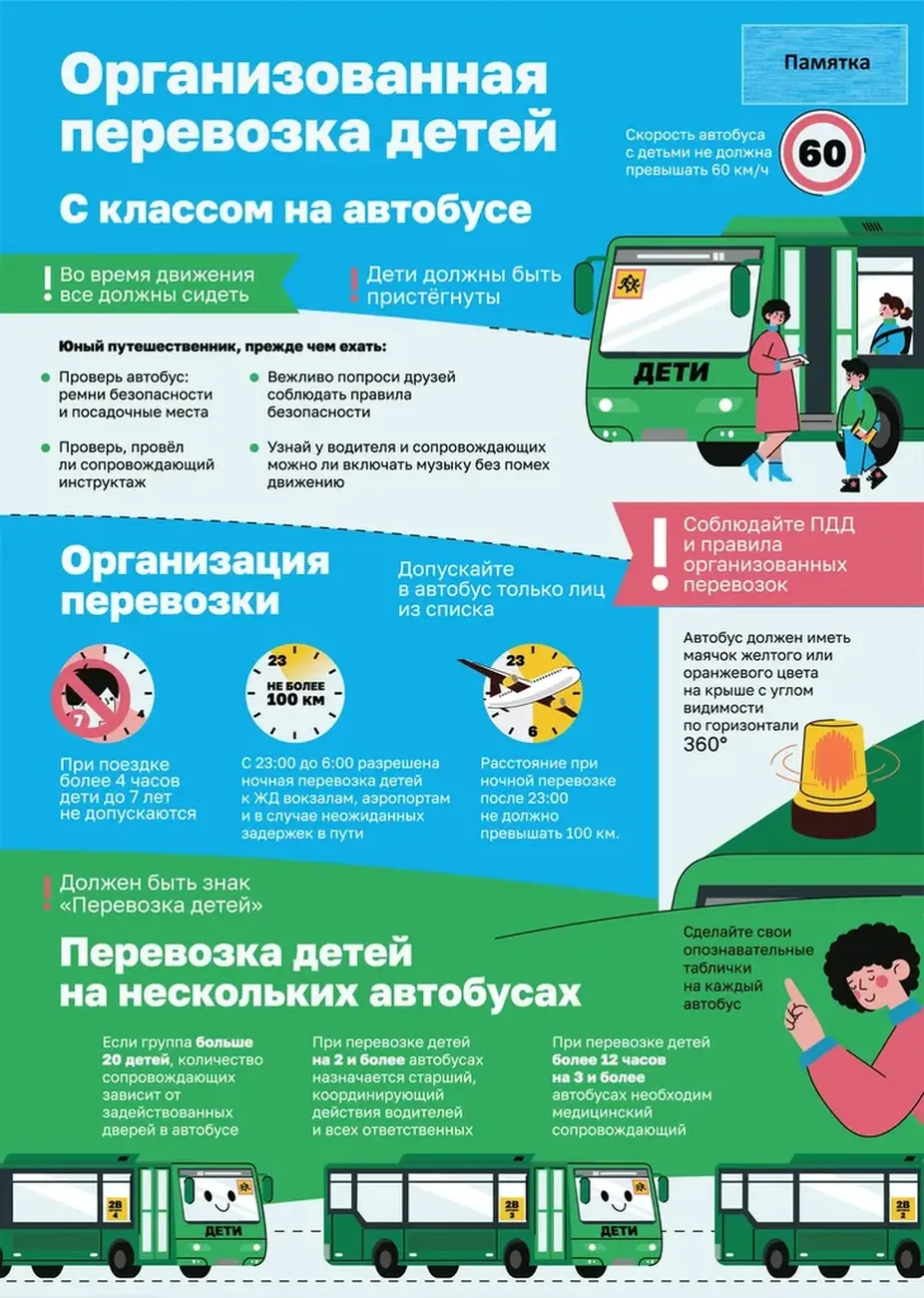 Памятка Организованная группа детей на автобусе